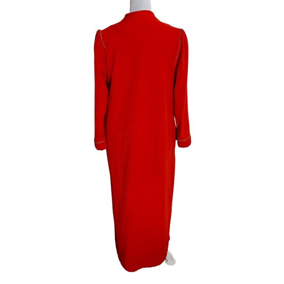 Vanity Fair Red Maxi Robe Size M Long Sleeve Tassel Zipper Cozy Loungewear USA - Picture 2 of 14